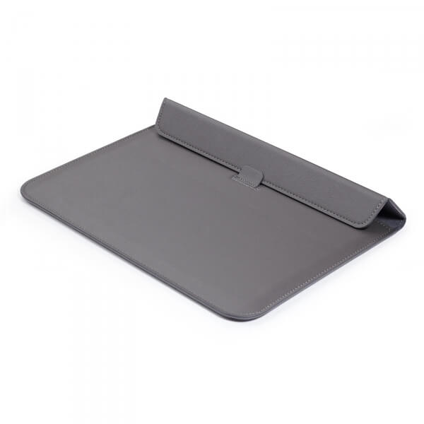 2v1 Pouzdro s magnetem a stojánkem z ekokůže pro Apple MacBook 12" - šedé