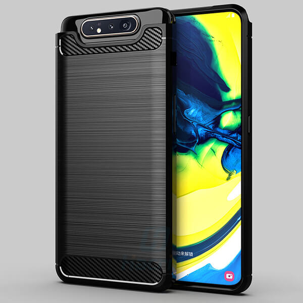 Ochranný silikonový obal karbon pro Samsung Galaxy A80 A805F - černý