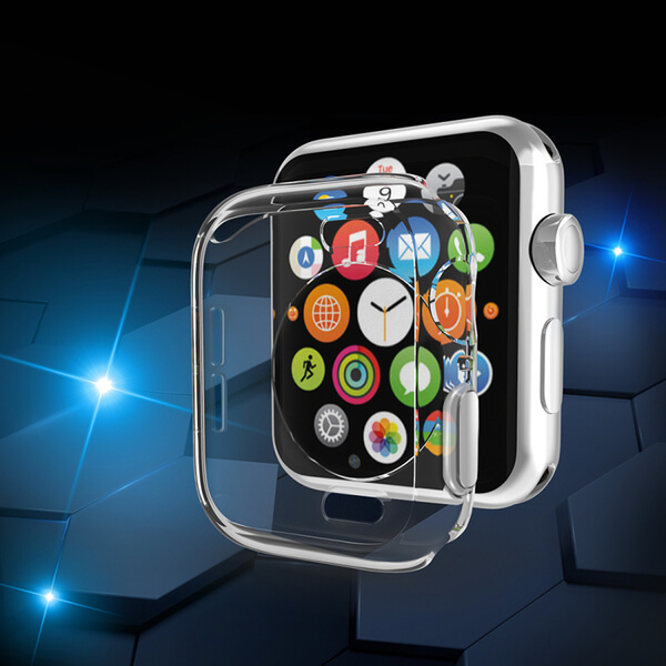 Ultratenký silikonový obal pro chytré hodinky Apple Watch 42 mm (2.+3.série) - průhledný