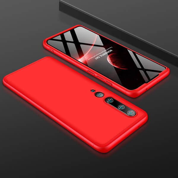 Ochranný 360° celotělový plastový kryt pro Xiaomi Mi 10 - červený