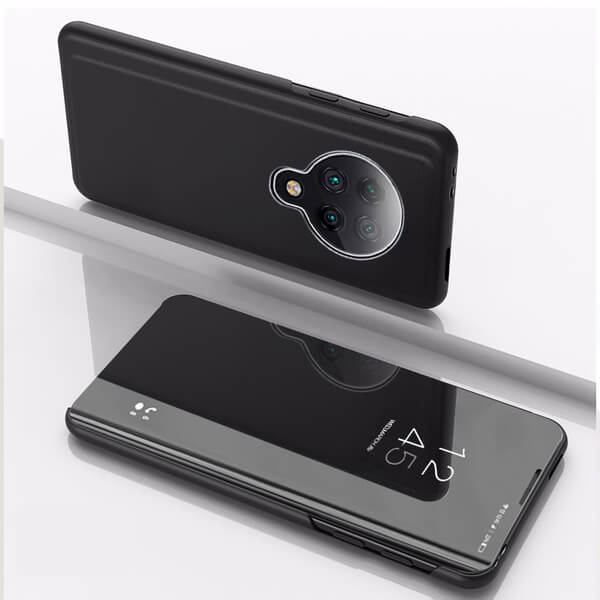 Zrcadlový silikonový flip obal pro Xiaomi Poco F2 Pro - černý