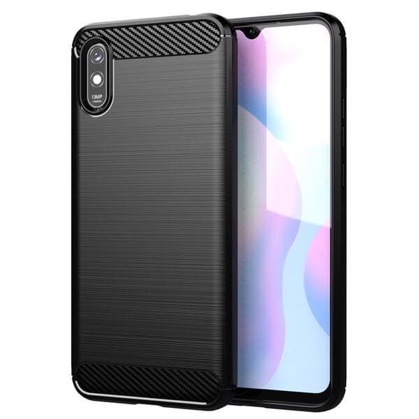 Ochranný silikonový obal karbon pro Xiaomi Redmi 9A - černý