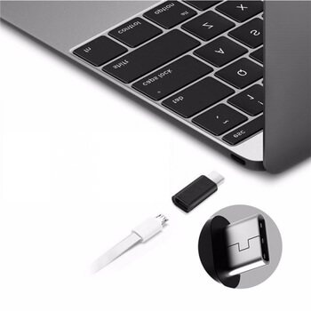 Redukce vstup micro USB do Nový Apple MacBook s Type C výstupem stříbrná