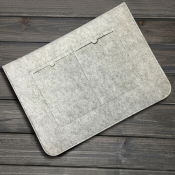 Ochranný filcový obal ,,DOPIS,, s koženými detaily pro Apple MacBook Pro 13" Retina - šedý