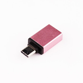 Redukce adaptér s USB-C výstupem a s USB 3.0 vstupem růžová