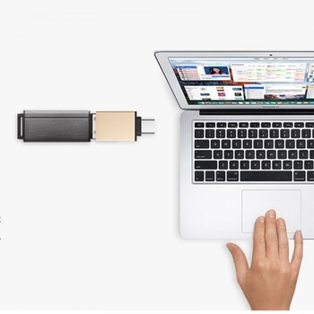 Redukce adaptér s USB-C výstupem a s USB 3.0 vstupem zlatá