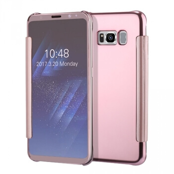Zrcadlový plastový flip obal pro Samsung Galaxy S8 G950F - růžový