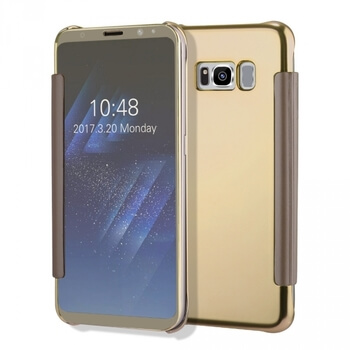 Zrcadlový plastový flip obal pro Samsung Galaxy S8 G950F - zlatý