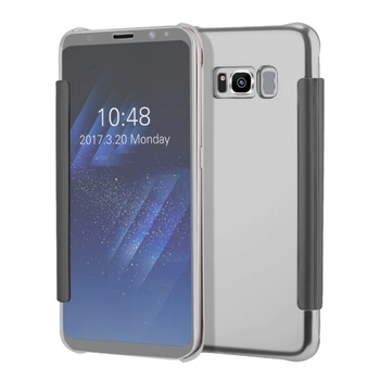 Zrcadlový plastový flip obal pro Samsung Galaxy S8 G950F - stříbrný