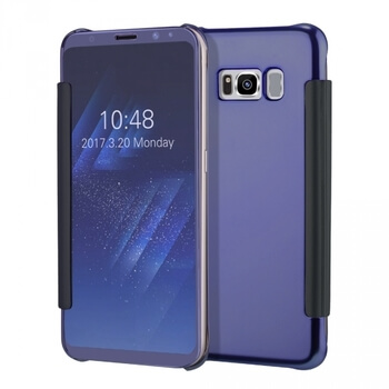 Zrcadlový plastový flip obal pro Samsung Galaxy S8+ G955F - modrý