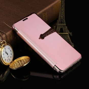 Zrcadlový plastový flip obal pro Samsung Galaxy S8+ G955F - růžový