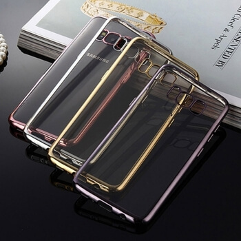 Průhledný silikonový obal pro Samsung Galaxy S8+ G955F - stříbrné lemování