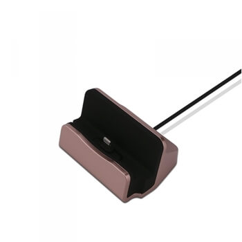 Hliníkový stojánek a dokovací stanice s Lightning konektorem pro Apple iPhone růžový