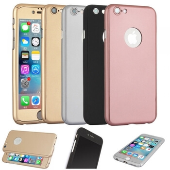 Ochranný 360° celotělový plastový kryt s ochranným sklem pro Apple iPhone 6/6S - černý