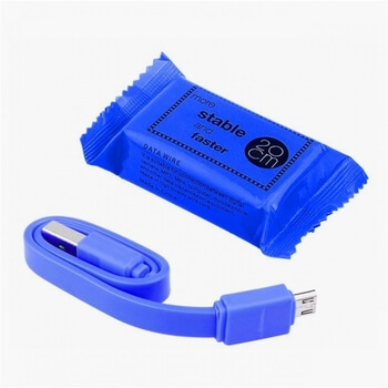 USB datový a nabíjecí kabel Micro USB CANDY v pouzdře - modrý