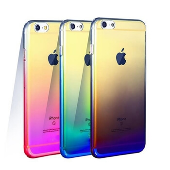 Duhový plastový ultratenký kryt pro Apple iPhone 6/6S - růžovo žlutá duha
