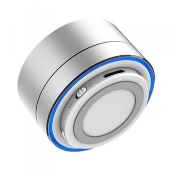 Hliníkový Bluetooth přenosný LED reproduktor - stříbrný