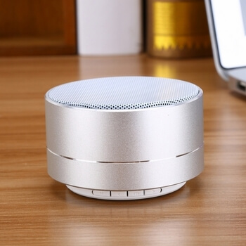 Hliníkový Bluetooth přenosný LED reproduktor - stříbrný