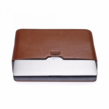 2v1 Pouzdro s magnetem a stojánkem z ekokůže pro Apple MacBook Air 11" - hnědé