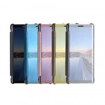 Zrcadlový plastový flip obal pro Samsung Galaxy Note 8 N950F - černý