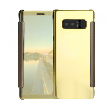Zrcadlový plastový flip obal pro Samsung Galaxy Note 8 N950F - zlatý