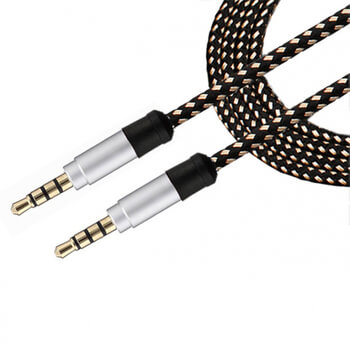 Audio Jack propojovací nylonový kabel AUX redukce 1,5 m růžový