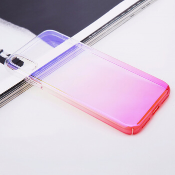 Duhový plastový ultratenký kryt pro Apple iPhone X/XS - růžovo žlutá duha