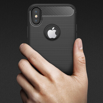 Ochranný silikonový obal karbon pro Apple iPhone X/XS - černý