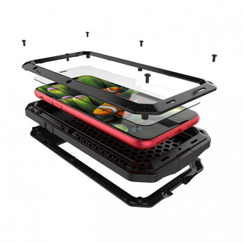 EXTRÉMNĚ odolný hliníkovo-silikonový obal pro Apple iPhone X/XS - stříbrný