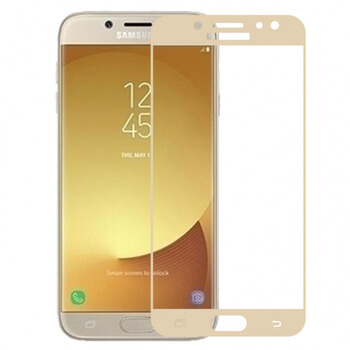 3x 3D tvrzené sklo s rámečkem pro Samsung Galaxy J7 2017 J730F - zlaté - 2+1 zdarma