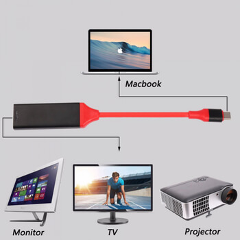 Kabel s redukcí USB-C se vstupem pro HDMI 4K pro Apple MacBook červená