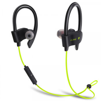 Bezdrátová Bluetooth sportovní sluchátka s ovládáním a hákem za uši - žlutá