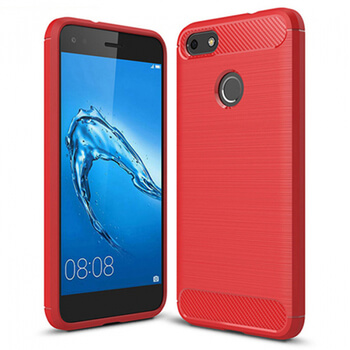 Ochranný silikonový obal karbon pro Huawei P9 Lite Mini - červený