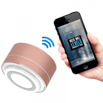 Hliníkový Bluetooth přenosný LED reproduktor - růžový