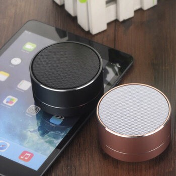 Hliníkový Bluetooth přenosný LED reproduktor - růžový