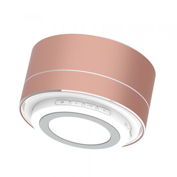 Hliníkový Bluetooth přenosný LED reproduktor - růžový