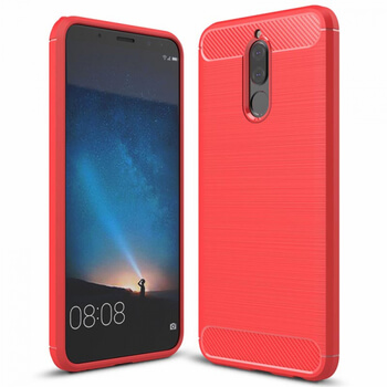Ochranný silikonový obal karbon pro Huawei Mate 10 Lite - červený