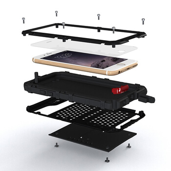 EXTRÉMNĚ odolný hliníkovo-silikonový obal pro Apple iPhone 6 Plus/6S Plus - stříbrný