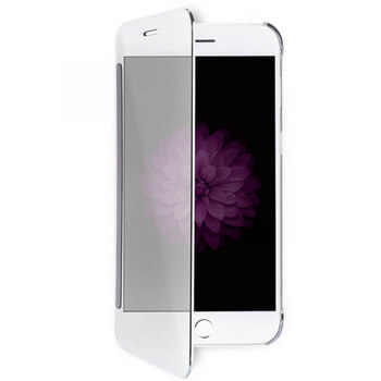 Zrcadlový plastový flip obal pro Apple iPhone X/XS - stříbrný