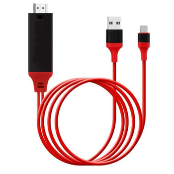 Kabel s redukcí a výstupem pro HDMI a Lightning pro Apple iPad, iPhone červený