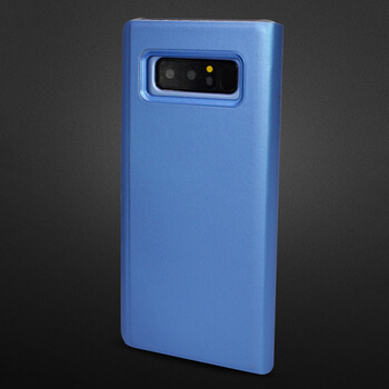 Zrcadlový plastový flip obal pro Samsung Galaxy S9 G960F - světle modrý