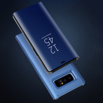 Zrcadlový plastový flip obal pro Samsung Galaxy S9 G960F - světle modrý