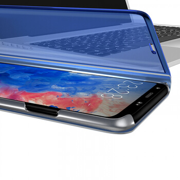 Zrcadlový plastový flip obal pro Samsung Galaxy S9 Plus G965F - modrý