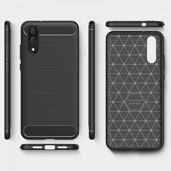 Ochranný silikonový obal karbon pro Huawei P20 - černý
