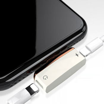 2v1 Double Lightning redukce a adaptér pro nabíjení a sluchátka Apple iPhone 7, 8 Plus, X, XS růžová