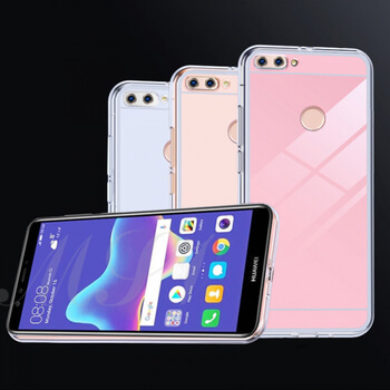 Silikonový zrcadlový ochranný obal pro Huawei Y6 Prime 2018 - stříbrný