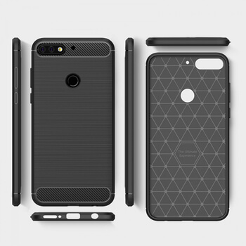 Ochranný silikonový obal karbon pro Huawei Y7 Prime (2018) - černý