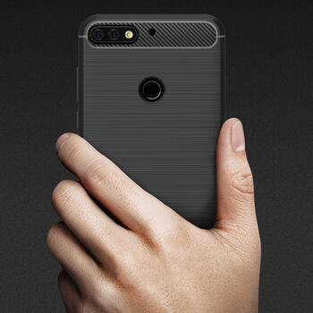 Ochranný silikonový obal karbon pro Huawei Y7 Prime (2018) - černý