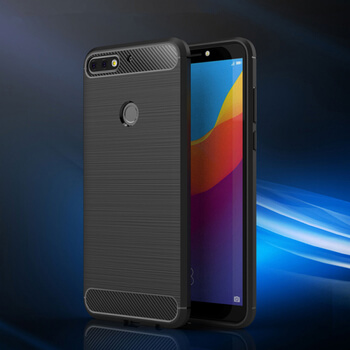 Ochranný silikonový obal karbon pro Huawei Y7 Prime (2018) - černý