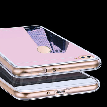 Silikonový zrcadlový ochranný obal pro Huawei Y7 Prime (2018) - zlatý
